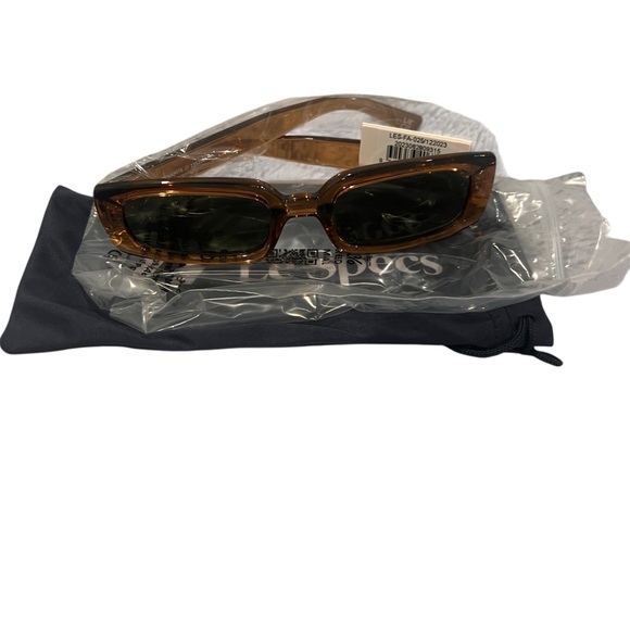 Dynamite Tobacco Le Specs Brown Sunglasses Rectangular Retro Y2K NWT